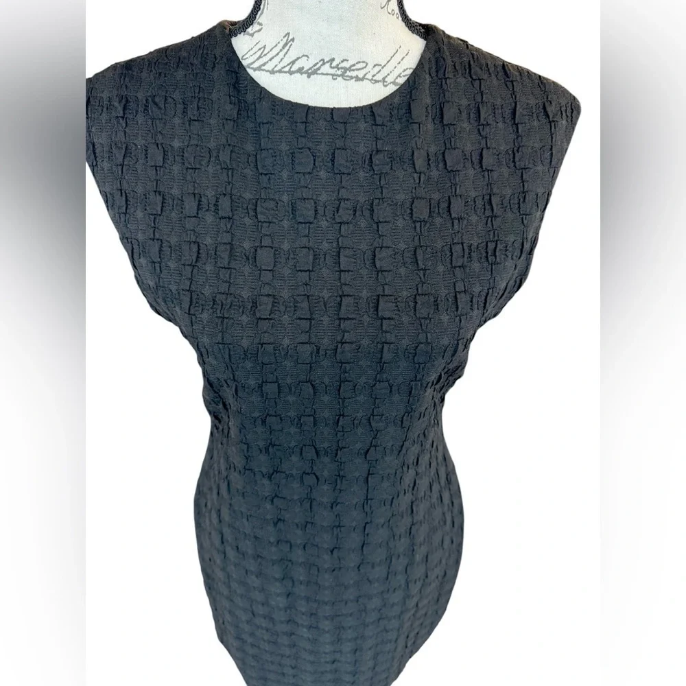 Theory Cap Sleeve Shift Dress Checkered Textured Women’s Size 6 - Picture 4 of 11